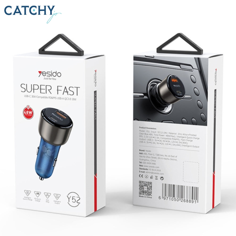 YESIDO Y52 Fast Charging Car Charger (48W)