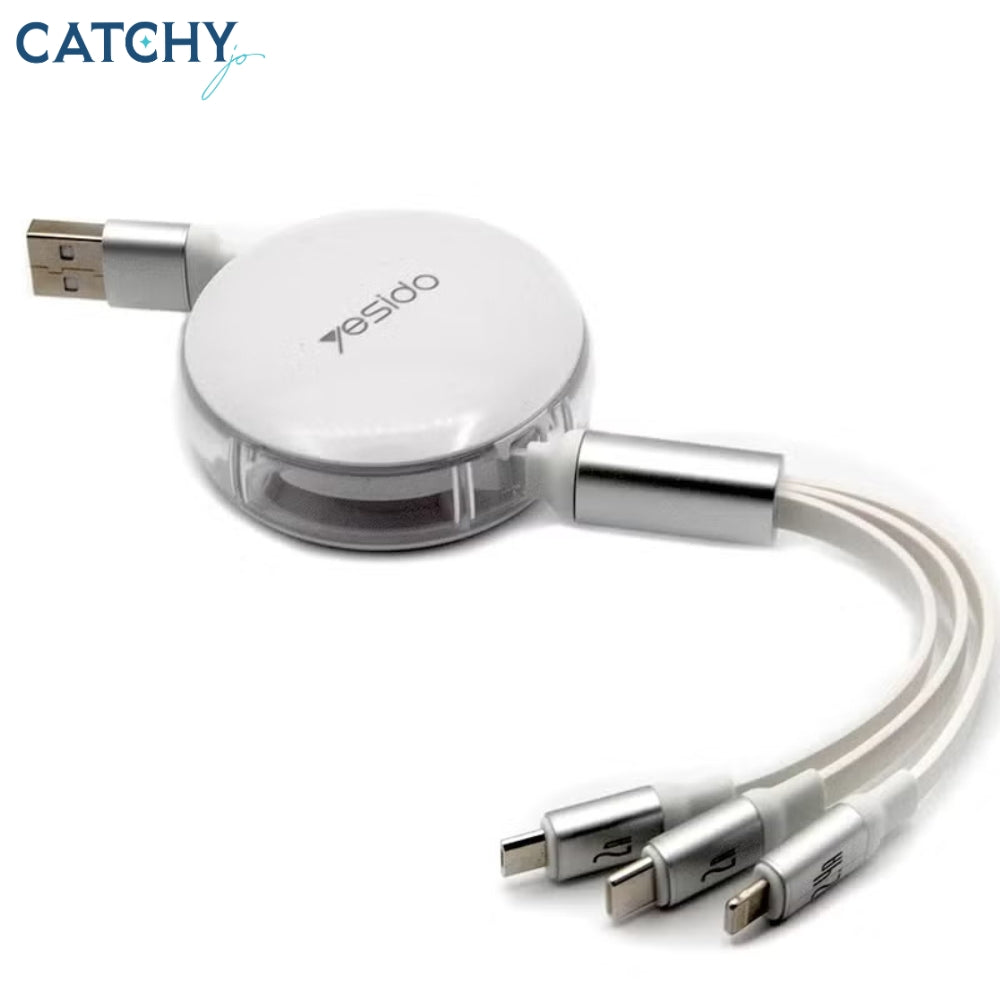 YESIDO CA117 3 IN 1 Retractable Charging Cable