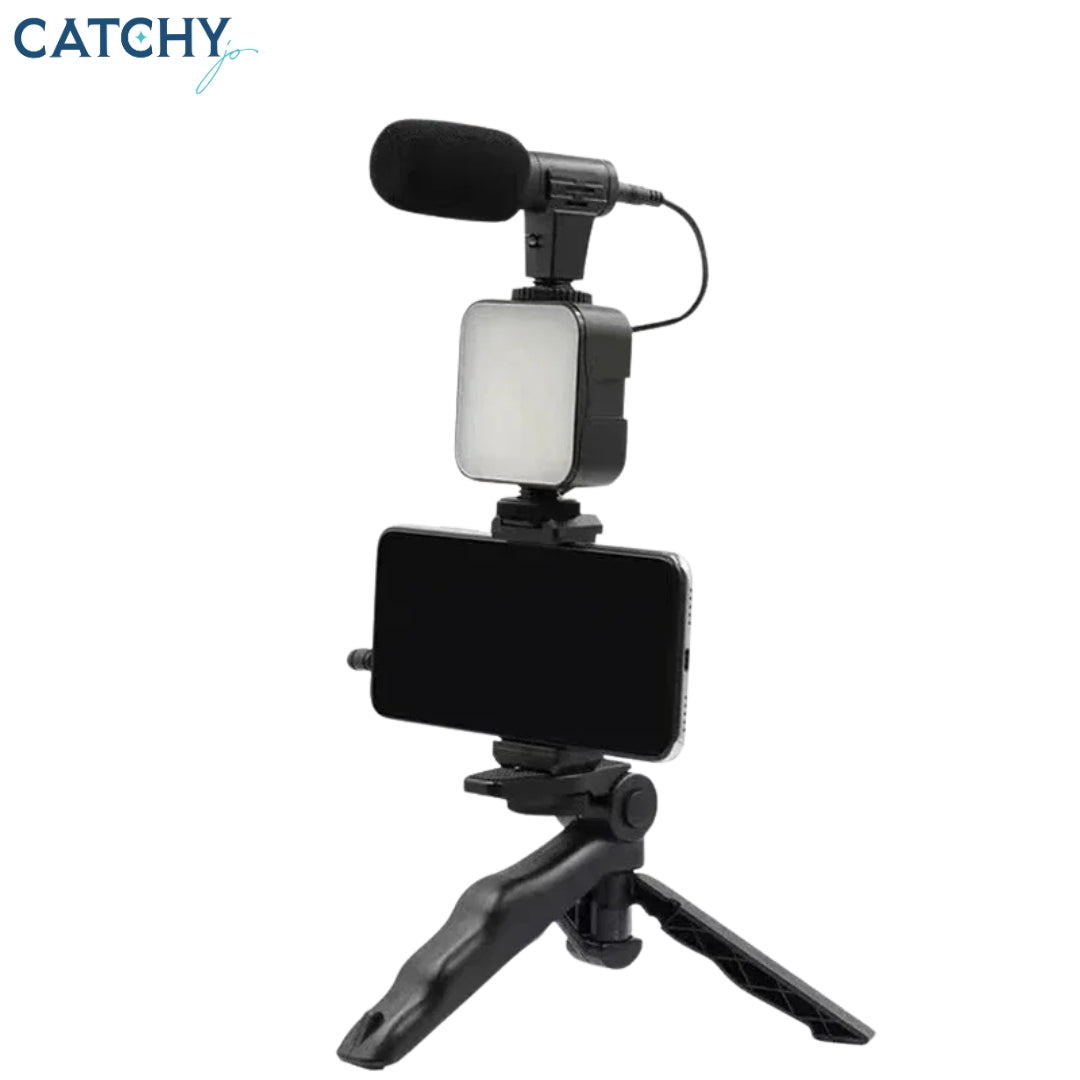 LED Fill Light Cell Phone Tripod Kit With Mic Mobile Phone For Live Streaming