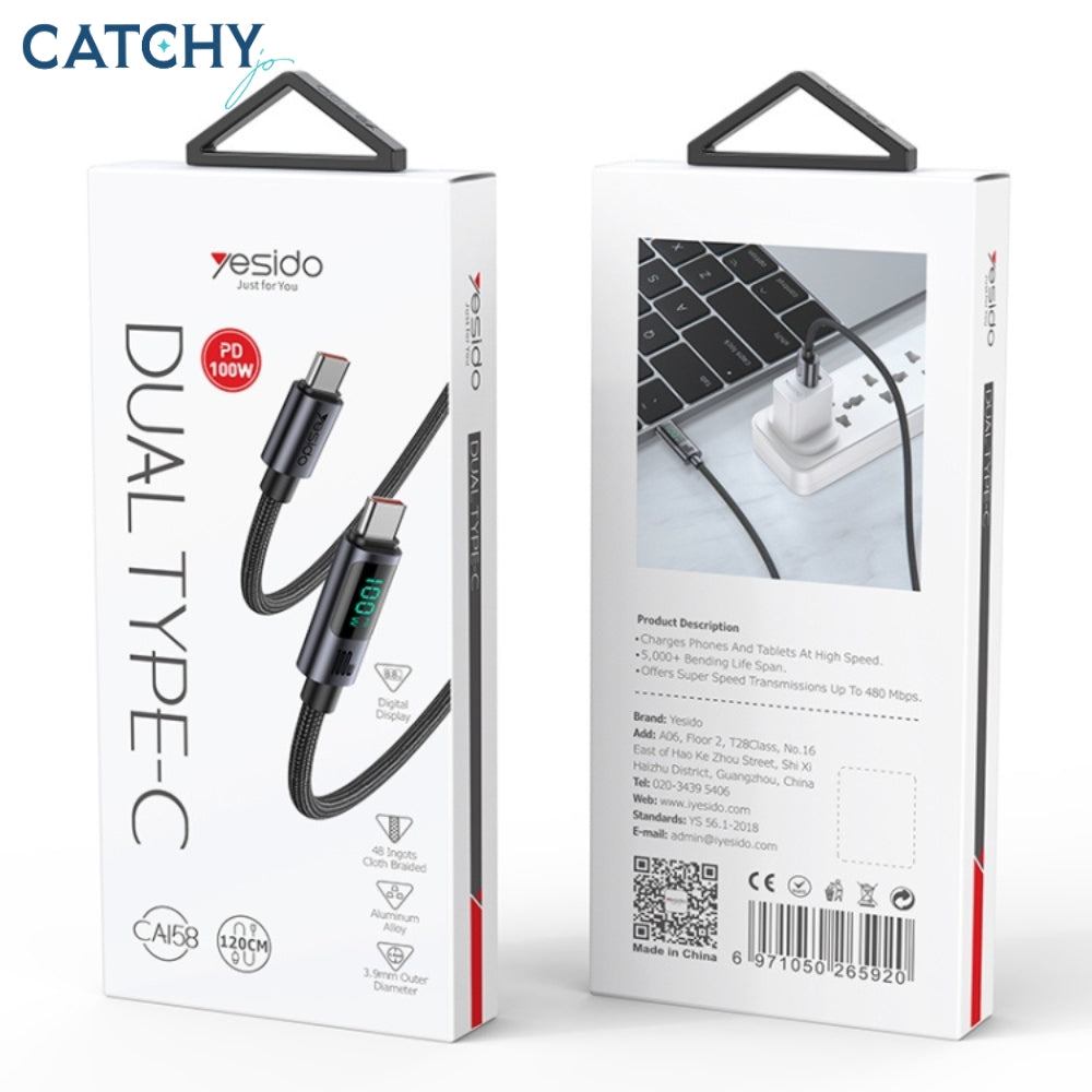 YESIDO CA158 Type-C Charging Data Cable (100W)