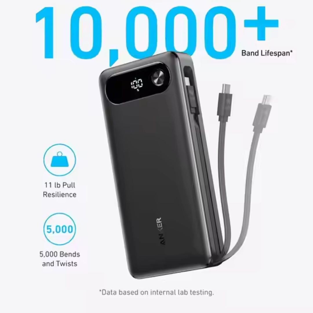 Anker Portable Charger With Built-in USB-C Cable Power Bank (87W)