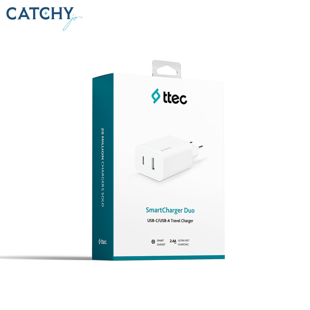 TTEC Travel Adapter Dual USB-C And USB (12W)