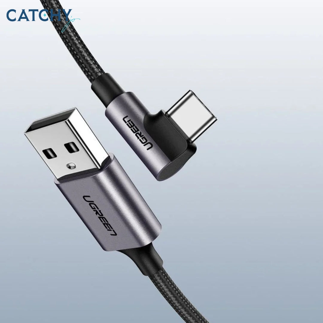 UGREEN Angled USB-C Male To USB-A Male 3A Data Cable (90°Angle)