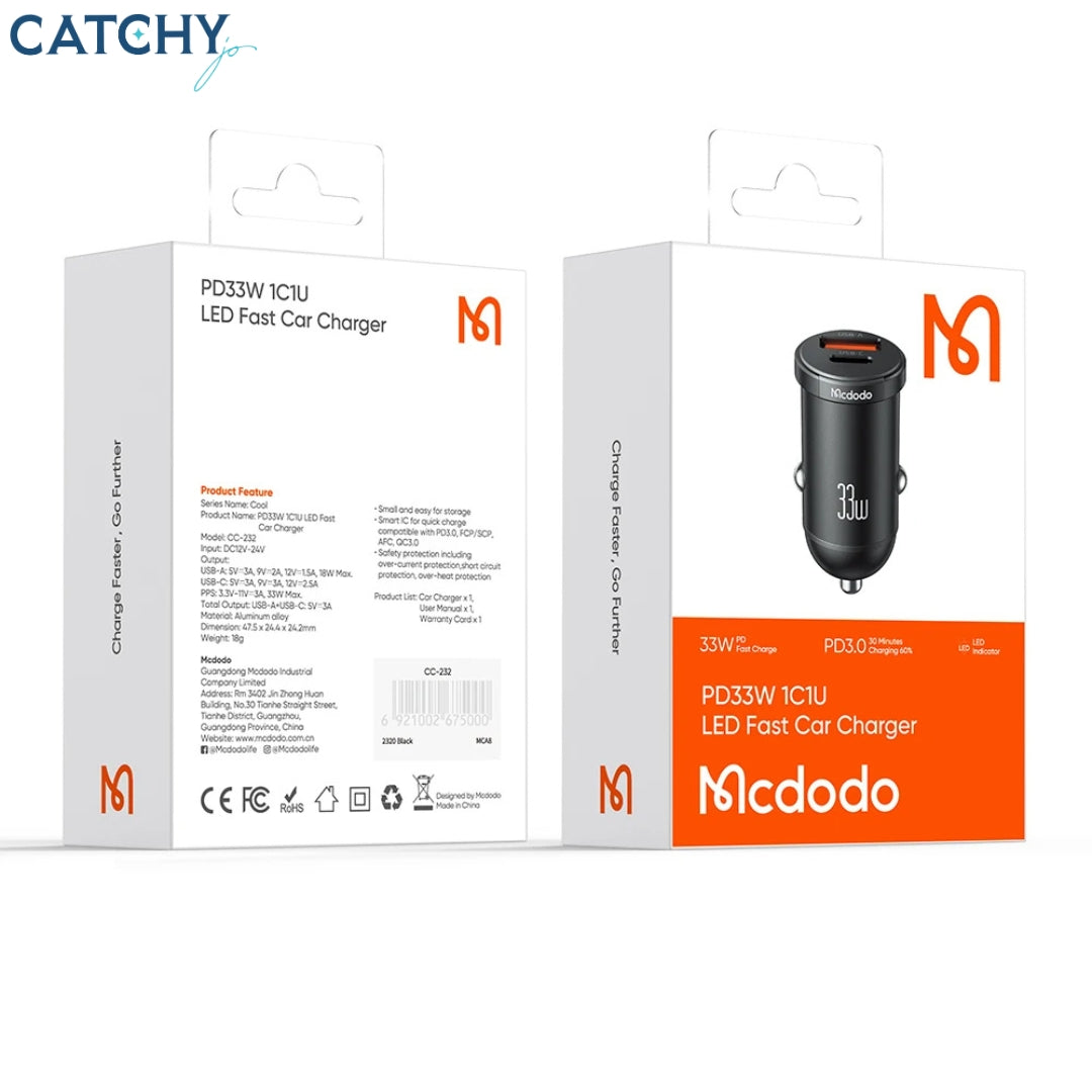 MCDODO 232 Dual Port Metal Car Charger (33W)