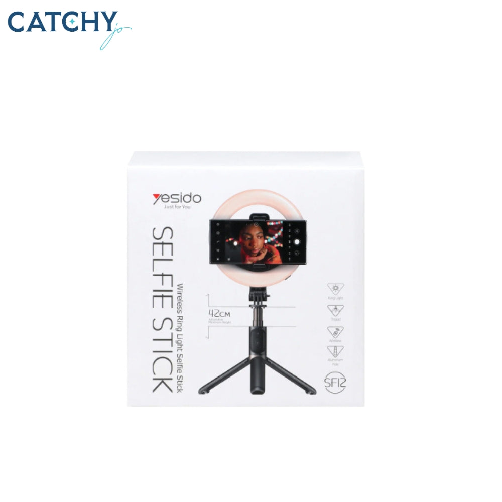 YESIDO SF12 Selfie Stick with Ring Light