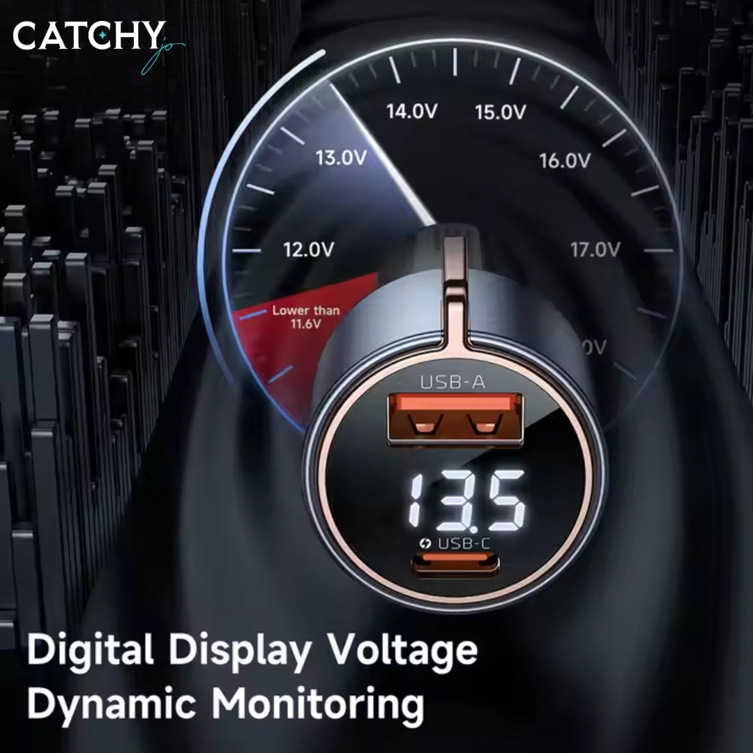 MCDODO Digital Display USB-C + USB Car Charger (75W)