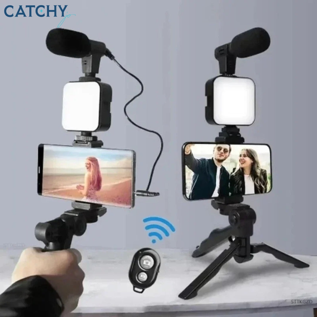 LED Fill Light Cell Phone Tripod Kit With Mic Mobile Phone For Live Streaming