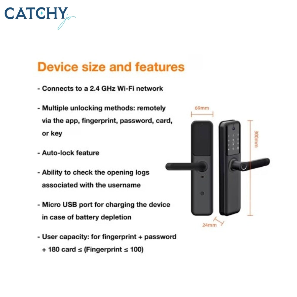 Orange Smart Door Lock with Camera