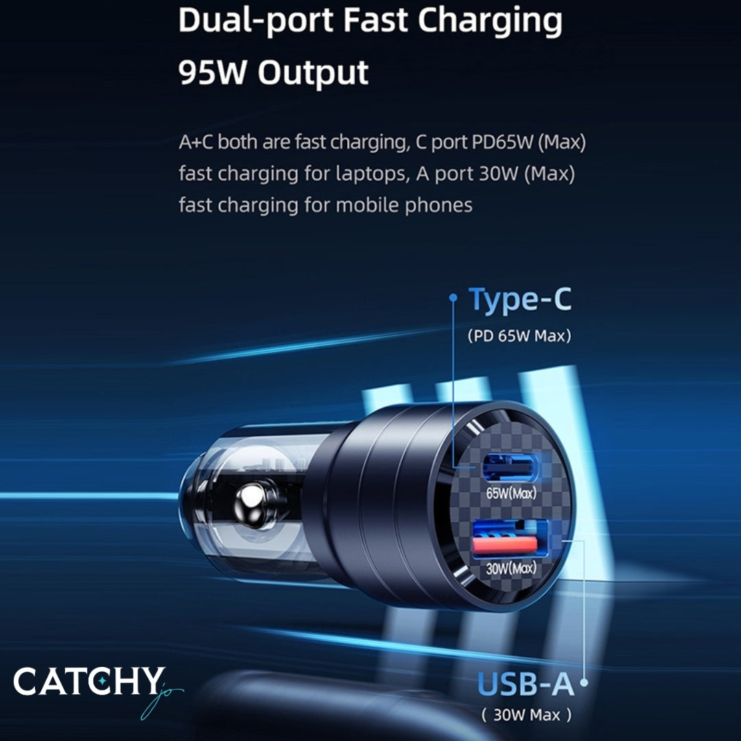 USAMS US-CC176 Aluminum Alloy Transparent A+C Mini Car Charger (95W)