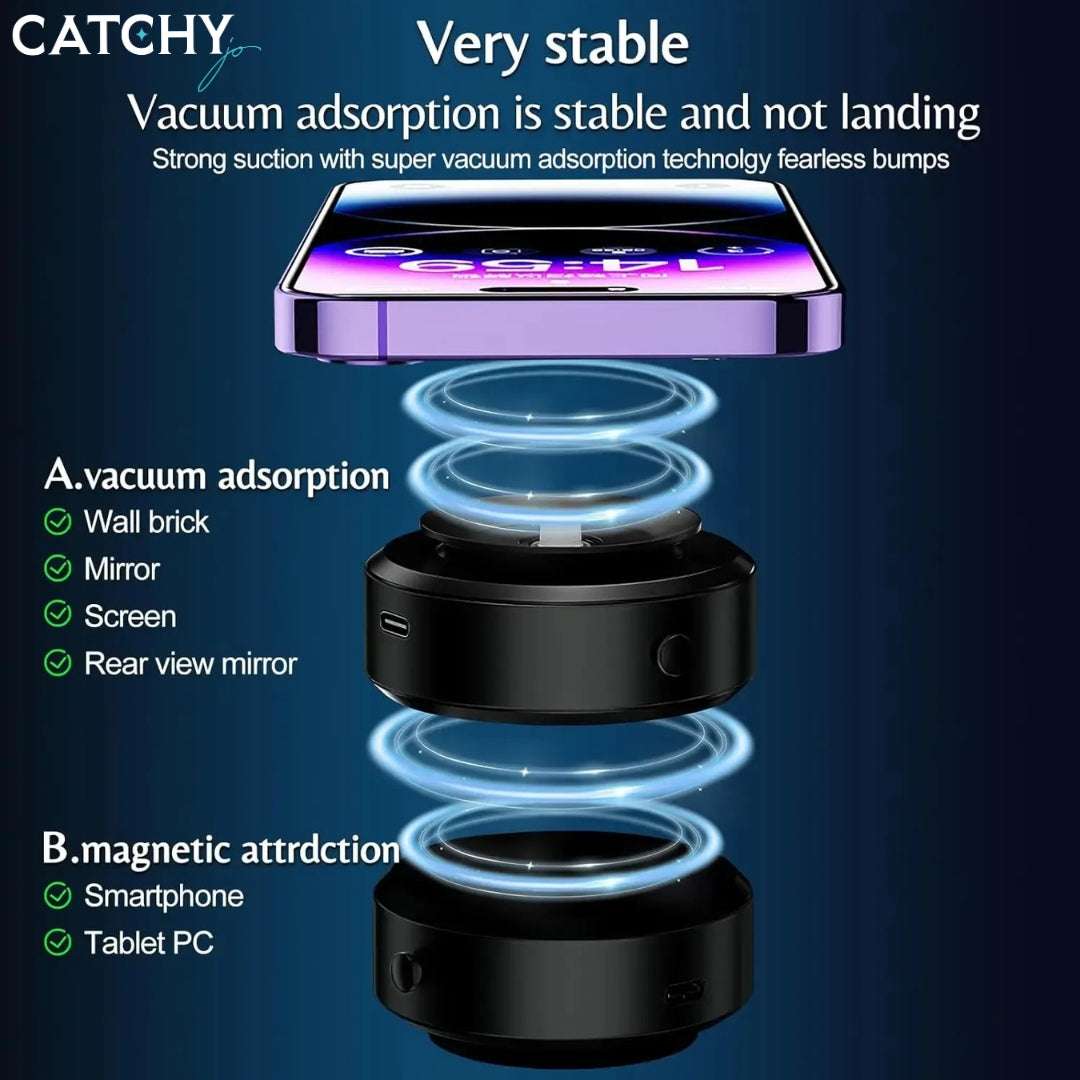 Electric Dual Suction Cup and Magnetic Mount Phone Holder