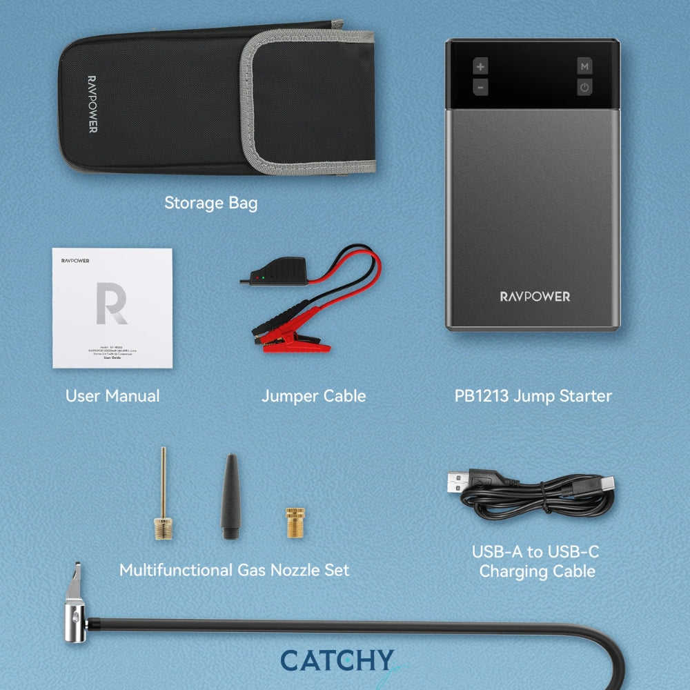 RAVPower PB1213 Jump Starter With Air Compressor 12000mAh