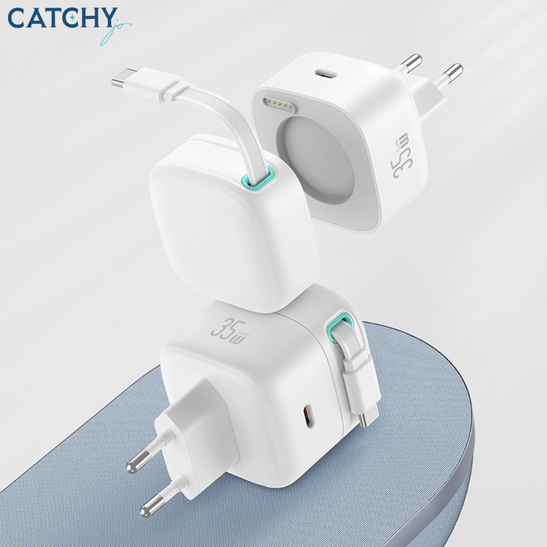 USAMS US-CC202 Dual 2C Output With Type-C Magnetic Retractable Cable Module (35W)