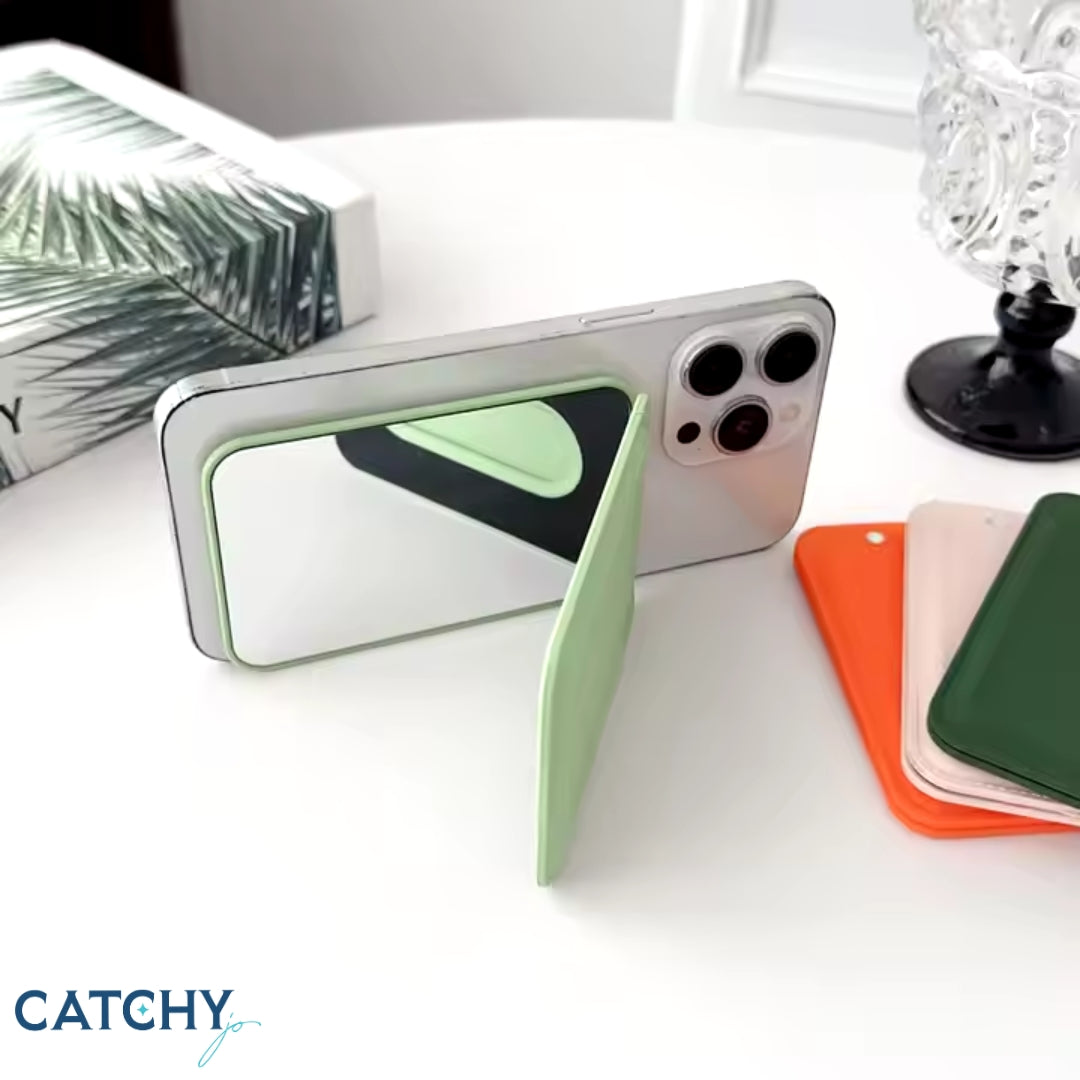 Mirror Magnetic Phone Card Wallet With Stand